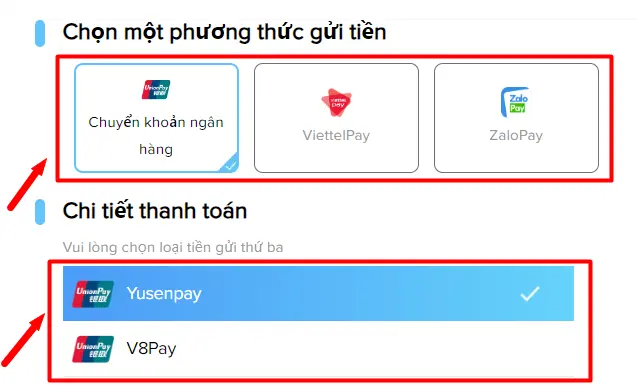 Hướng dẫn nạp tiền qua các ngân hàng nội địa Việt Nam